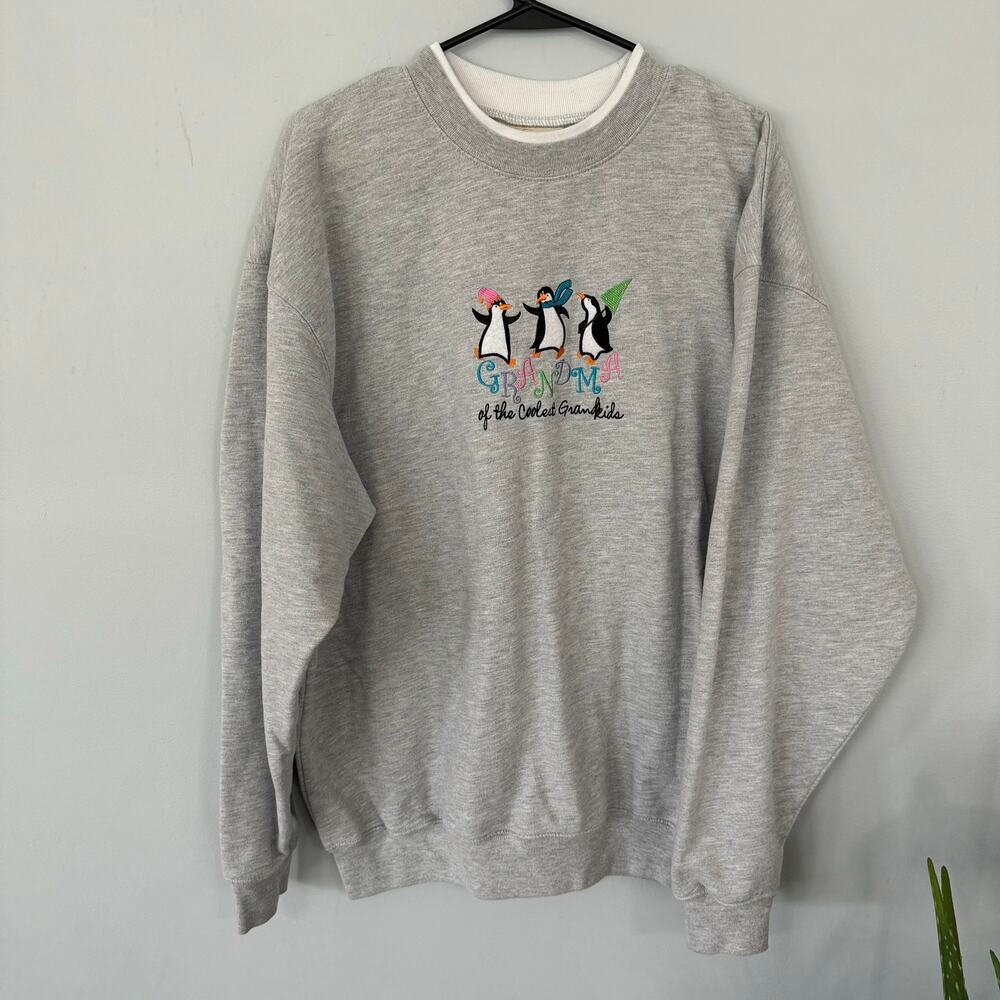 Vintage M&C Sportswear Grandma Pullover Sweatshirt Winter Plus Size 2X Penguins